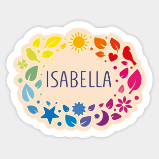 Isabella name with colorful leaves Sticker